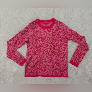 Lilly Pulitzer Vibrant Pink and Cream Leopard Sweater